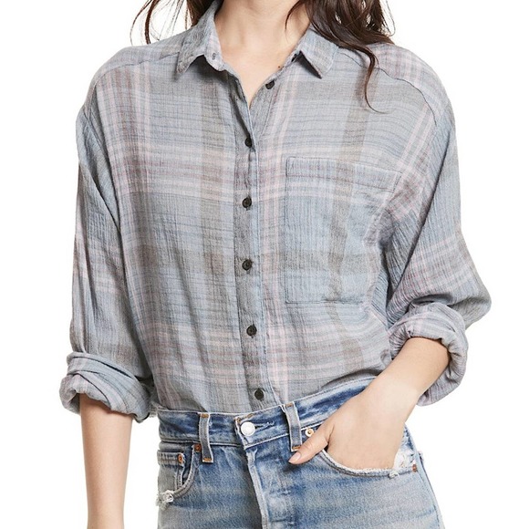 Free People Tops - free people • cutie plaid button down top